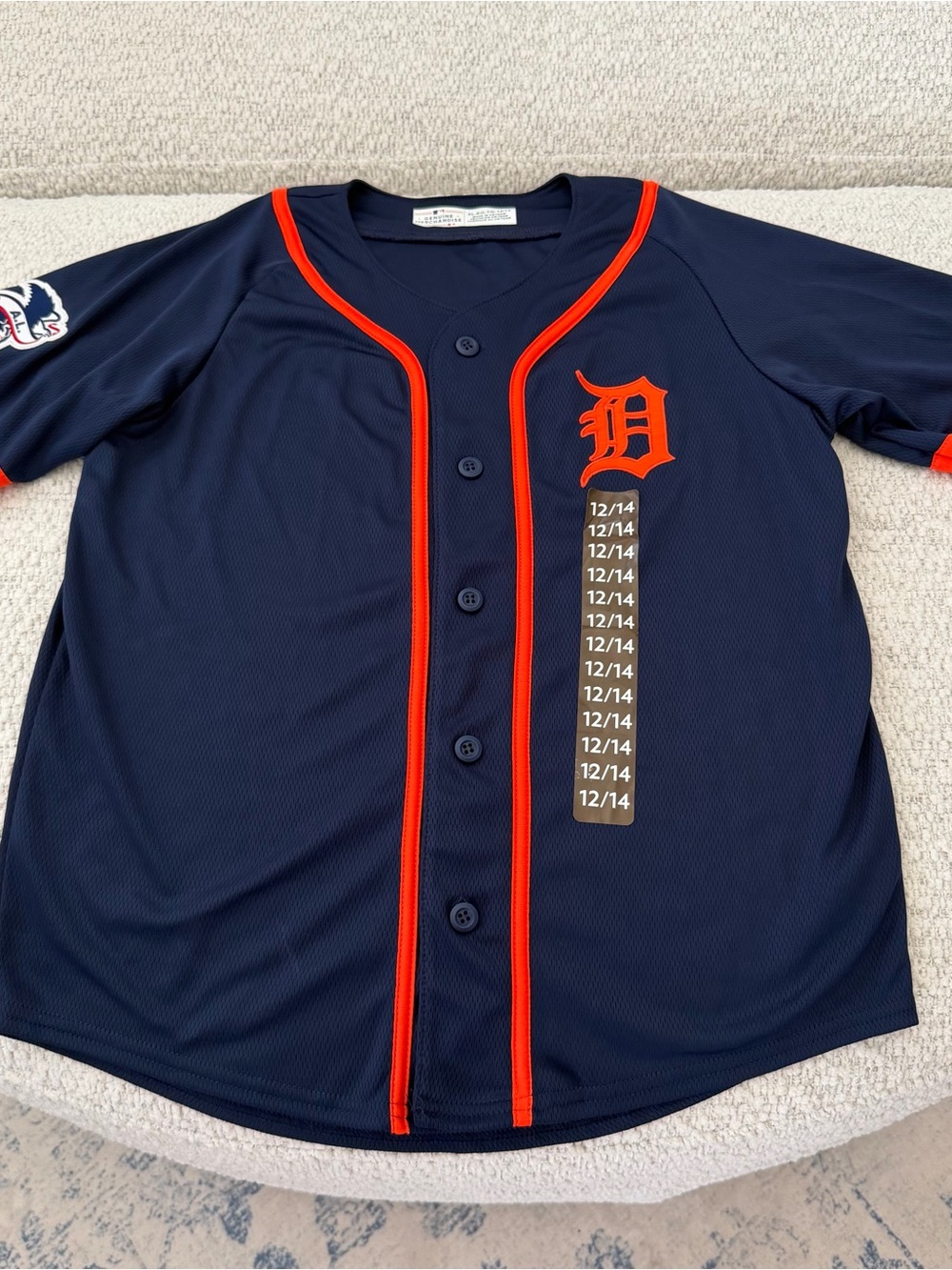 Detroit Tigers MLB youth baseball jersey XL 12-14 button down NEW